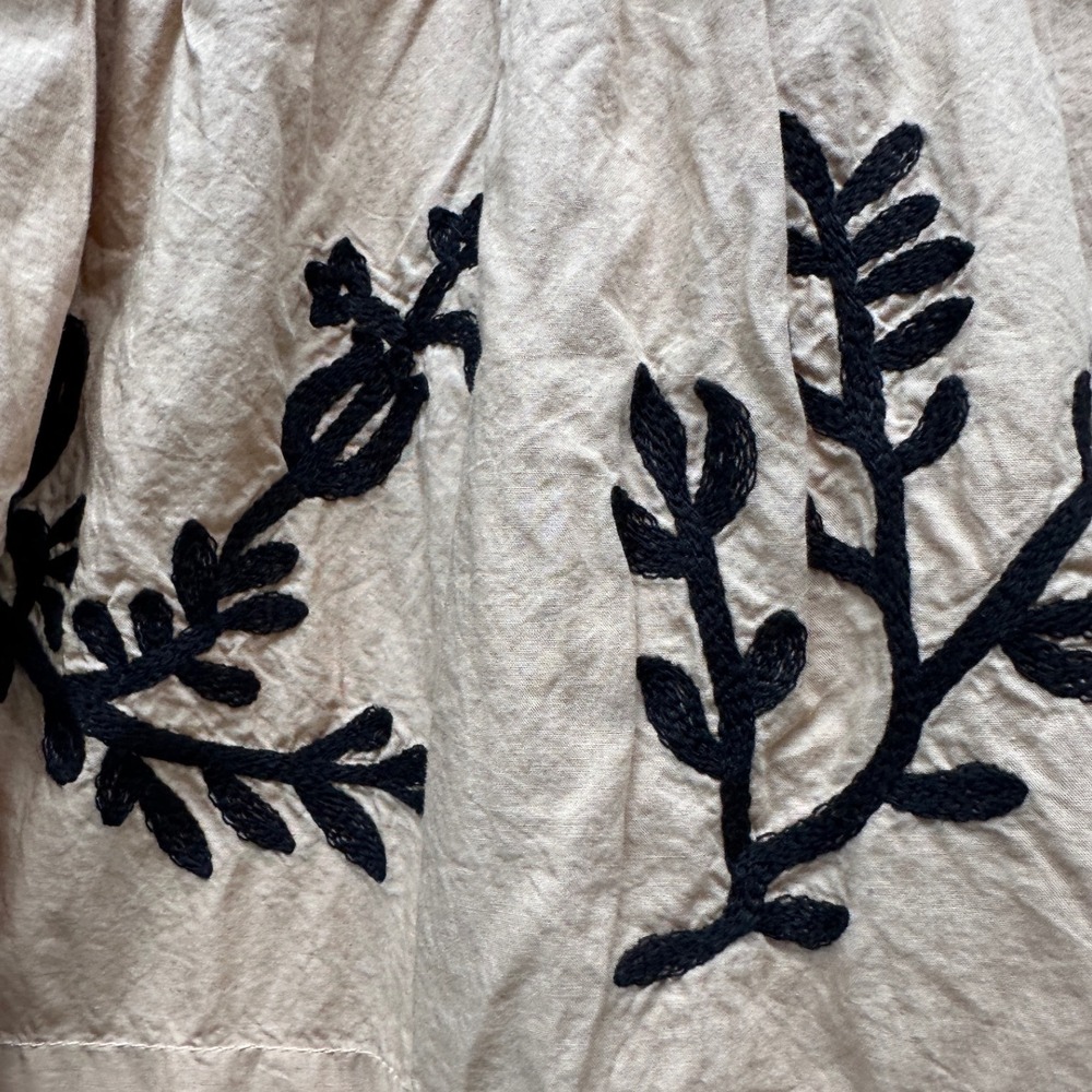 Anthropologie Somerset Tan Black Embroidered Cotton Maxi Dress Size L - Picture 4 of 8